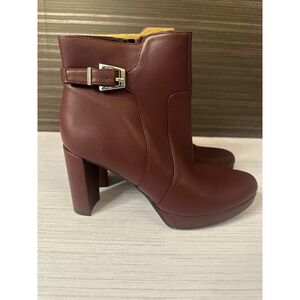 Naturalizer Braxton Burgundy Wine Ankle Boots Block Heel Platform Size 8M